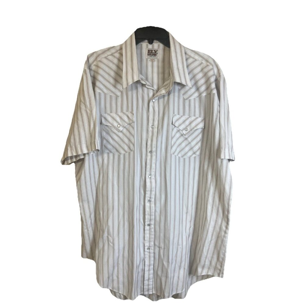 Ely Cattleman Mens Western Shirt Size 2xl Vintage White Pearl Snaps